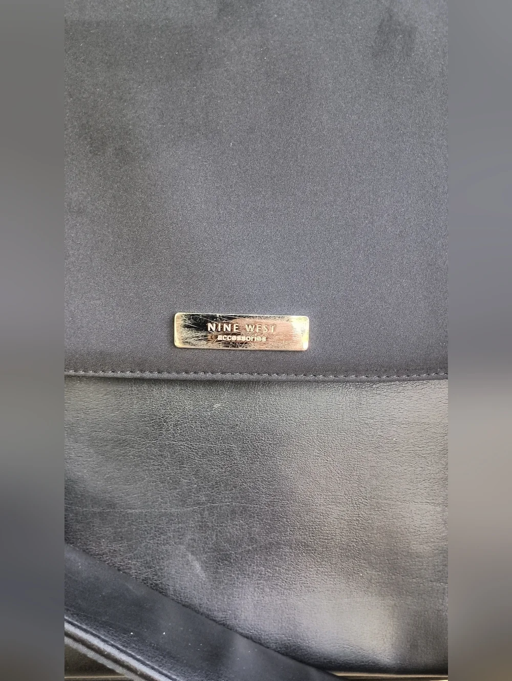 Nine West Black Laptop Messenger Bag with Silver Hardware